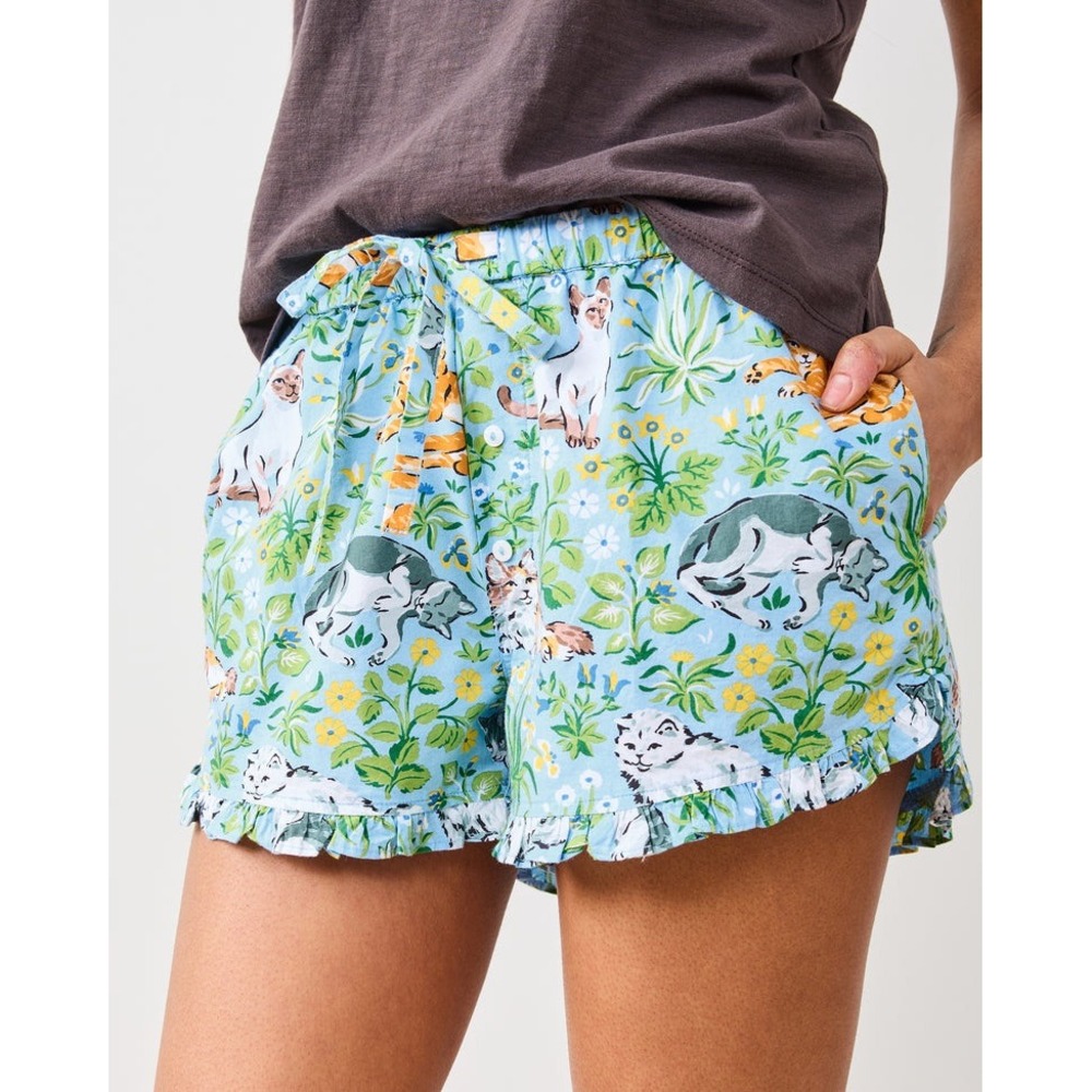 Printfresh NWOT Women's 3X Ruffle Organic Cotton Shorts in Must Love Cats